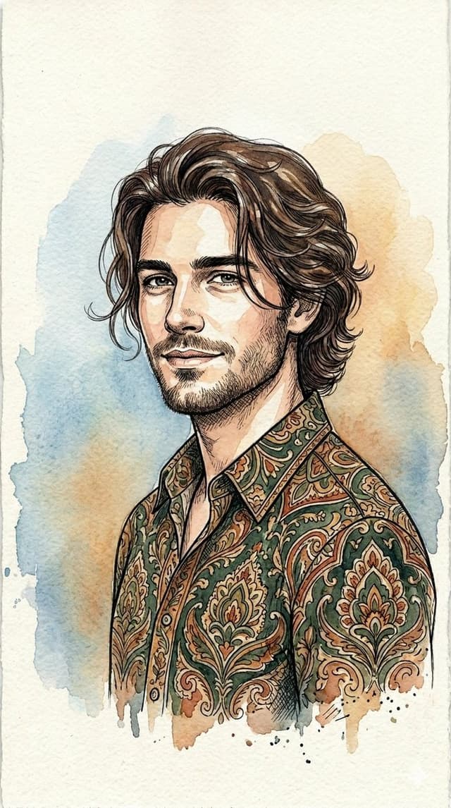 Profile / Avatar - Watercolor and Ink Line Art Portrait — output