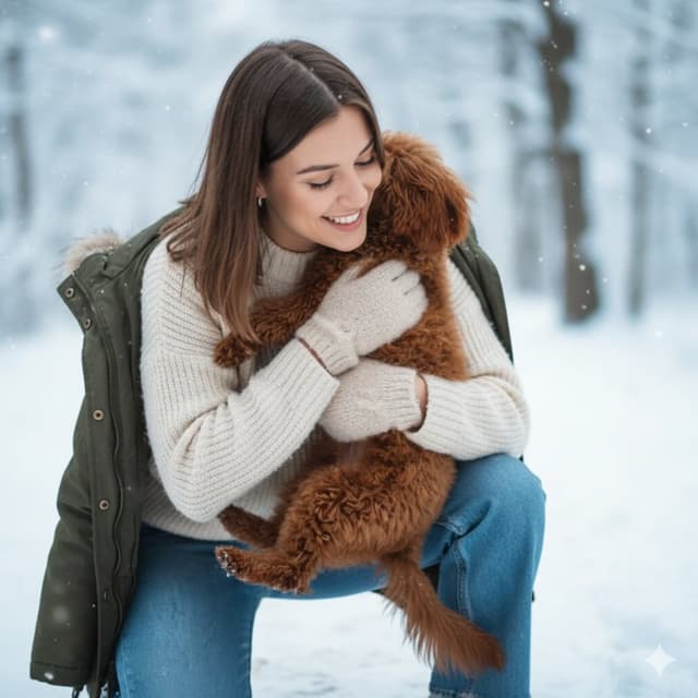 Candid Portrait Hugging a Poodle in a Park — output