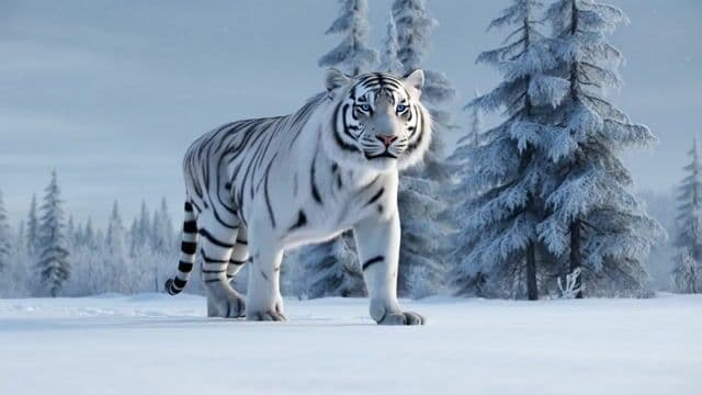 Grok Imagine Prompt: White Tiger Winter Walk — cover