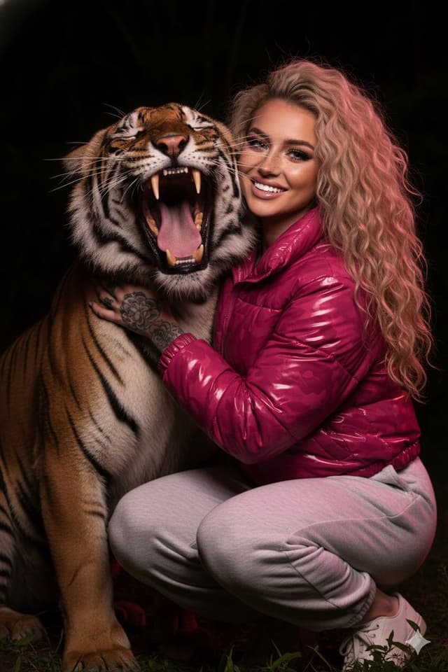 Hyper-Realistic Nighttime Portrait with Bengal Tiger — output