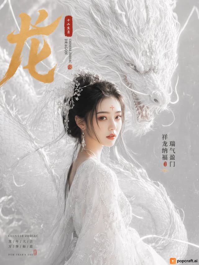 Social Media Post - White Dragon Zodiac Portrait — output