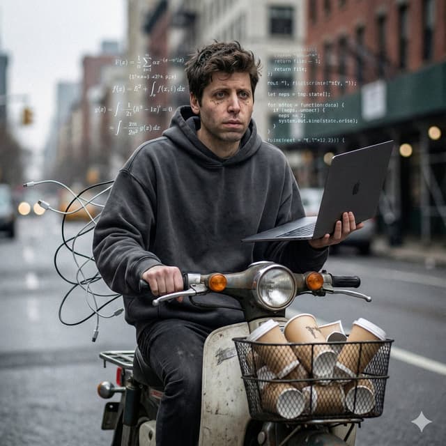 Sam Altman Scooty Ride Cinematic Realism Prompt — output