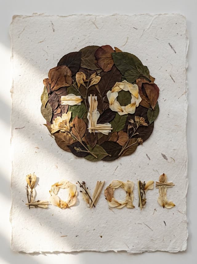 E-commerce Main Image - Pressed Flower Logo Flat Lay Composition — output