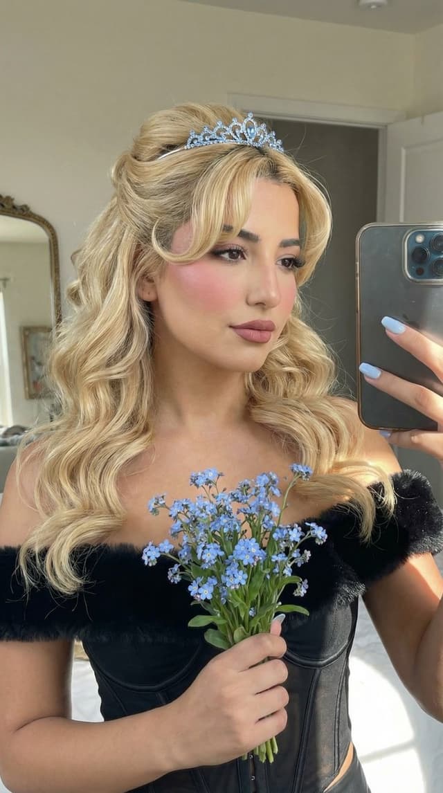 Profile / Avatar - Cinderella Coquette Mirror Selfie with Identity Lock Prompt — output