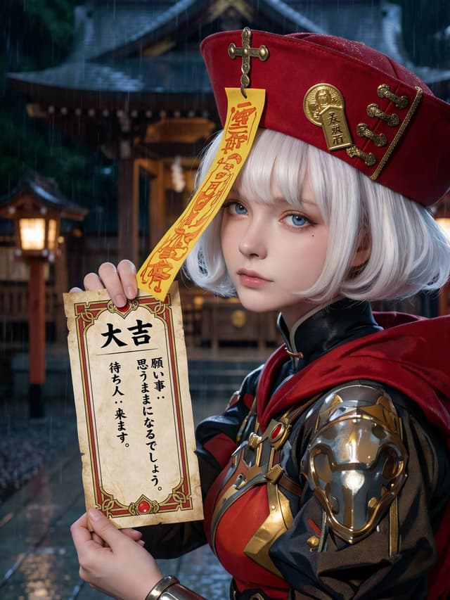 Photorealistic Omikuji (Fortune Slip) Design — output