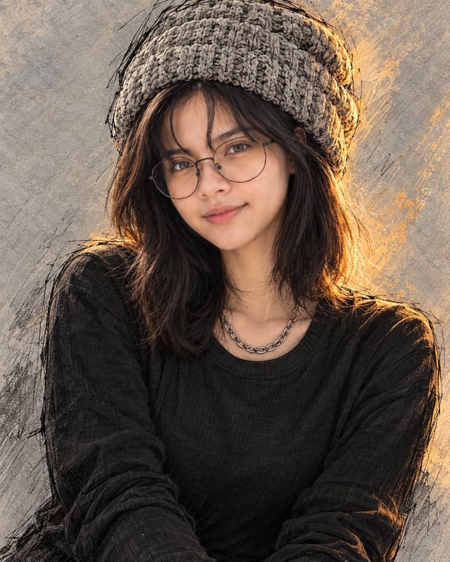 Product Marketing - Golden Hour Knitted Beanie Portrait — output