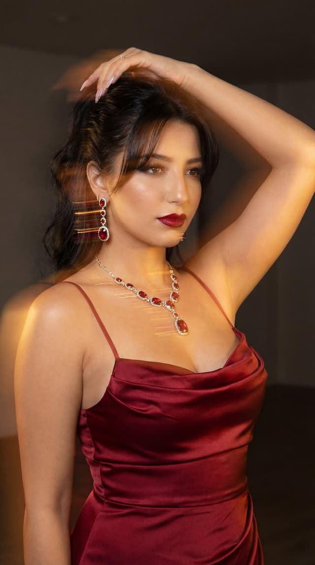 Social Media Post - Cinematic Fashion Portrait in Deep Red Satin — output