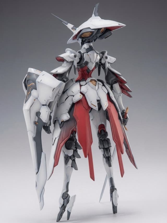 Game Asset - Full Armor Mecha Girl model kit concept prompt — output