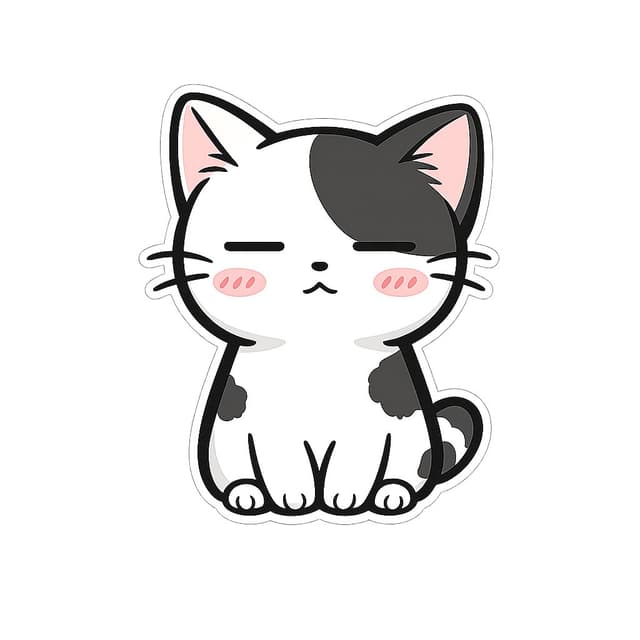 Profile / Avatar - Kawaii Closed-Eye Cat Sticker — output