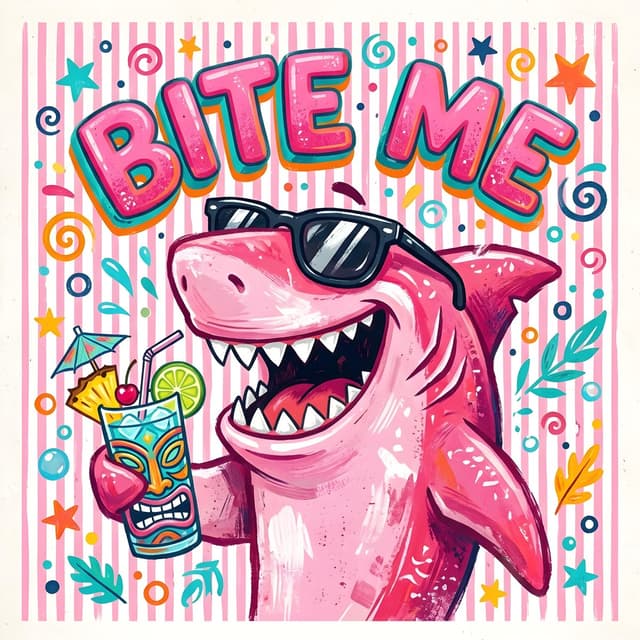 Pink Shark Bite Me Illustration — output