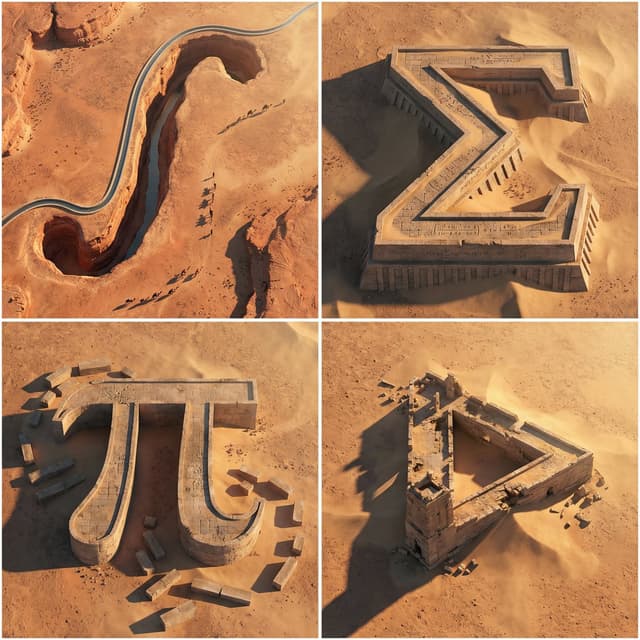 Infographic / Edu Visual - Monumental Mathematical Symbols as Terrain Typography — output