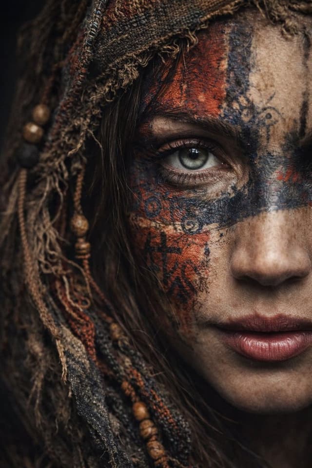 Ultra-Realistic Portrait with Tribal Markings and Painterly Realism — output