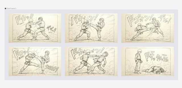 Comic / Storyboard - Varied Combat Scene Rough Sketch Prompt — output