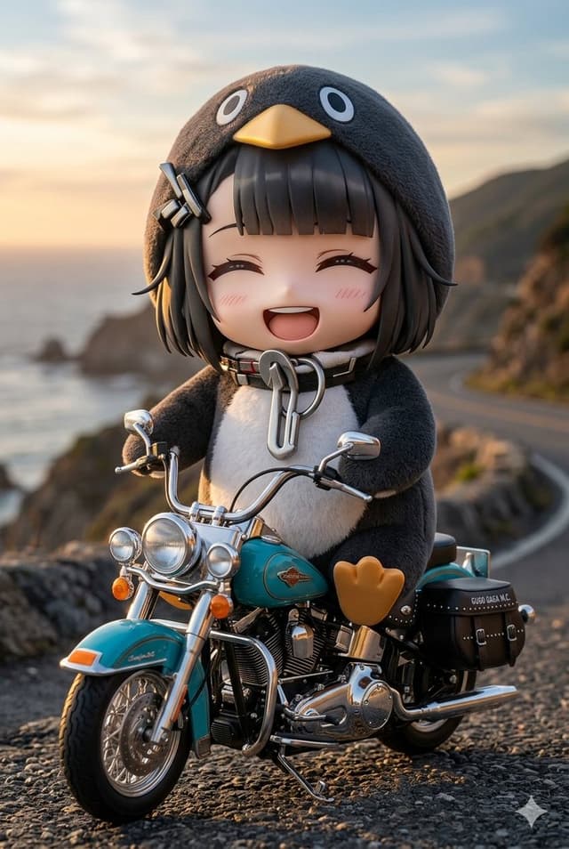 Game Asset - Chibi Penguin on a Motorcycle — output