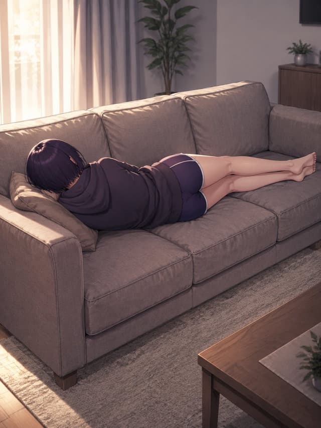 Comic / Storyboard - Person Lying Parallel on Sofa — output