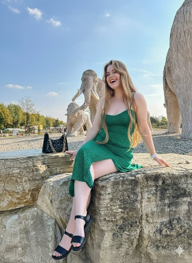 Joyful Woman at Prehistoric Mammoth Park — output