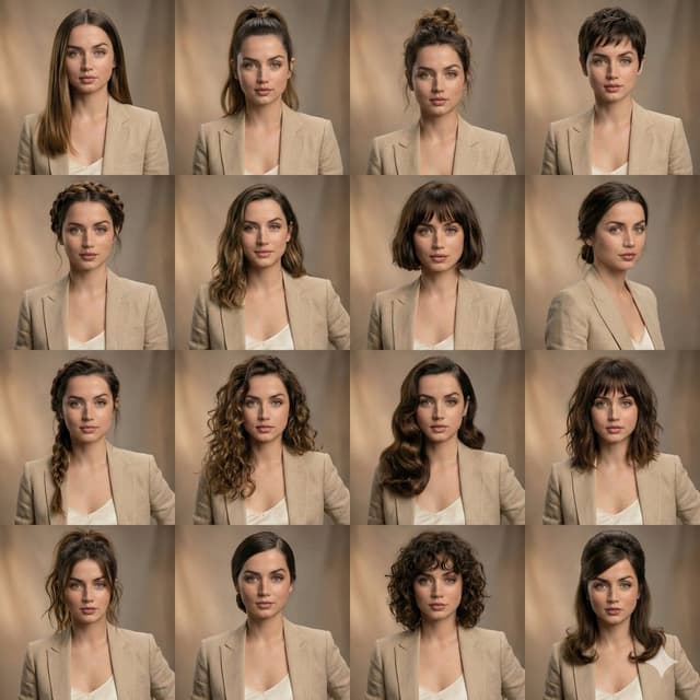 Editorial Beauty Collage Hairstyle Variations Prompt — output