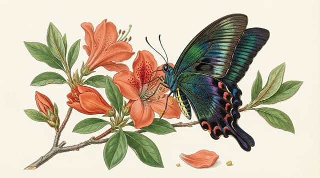 Infographic / Edu Visual - Precise Natural History Illustration Prompt: Chinese Peacock Butterfly — output