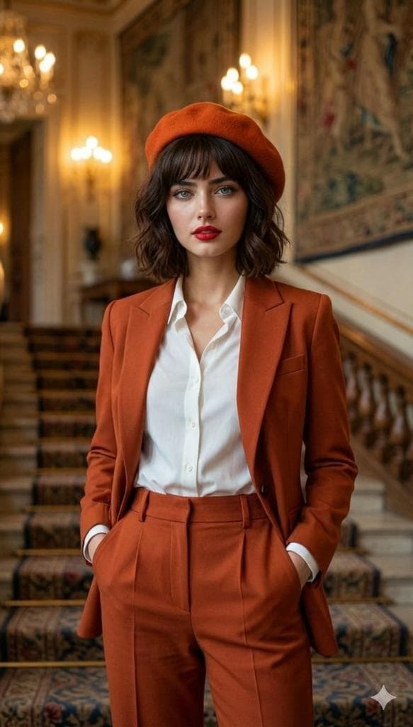 Product Marketing - Luxury Fashion Portrait in Burnt Orange Suit — output