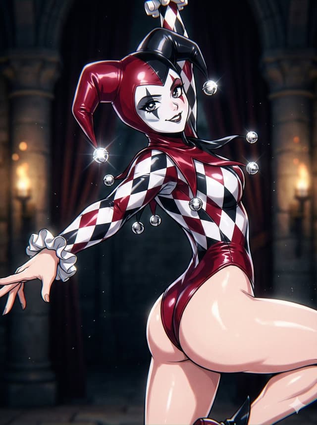 Social Media Post - Flash-Lit Jester-Girl Editorial Anime — output