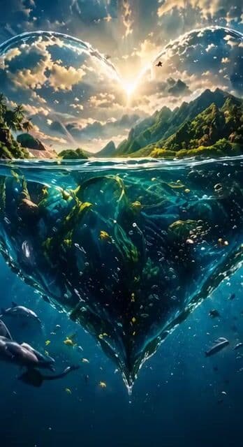 Cinematic heart-shaped ocean split view — cover
