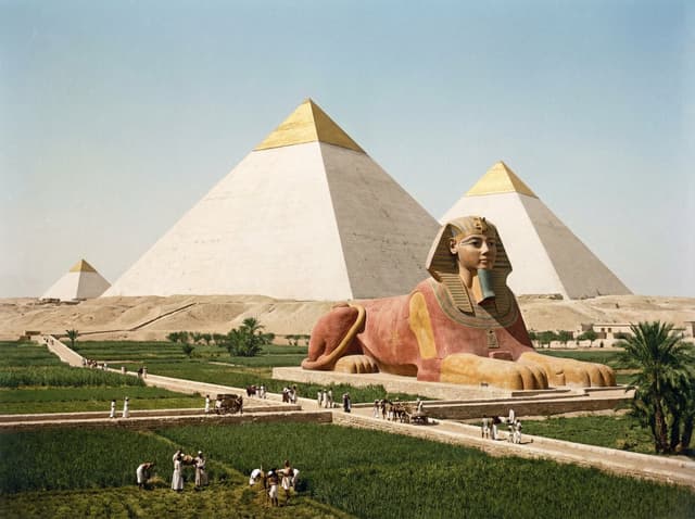 Restored pyramids and Sphinx — output