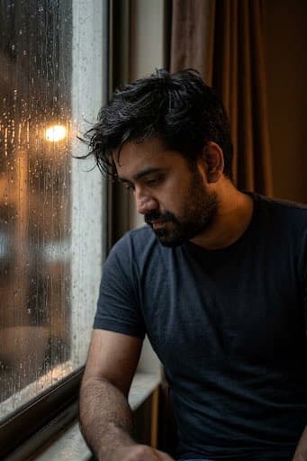 Profile / Avatar - Moody Cinematic Rain Window Portrait — output