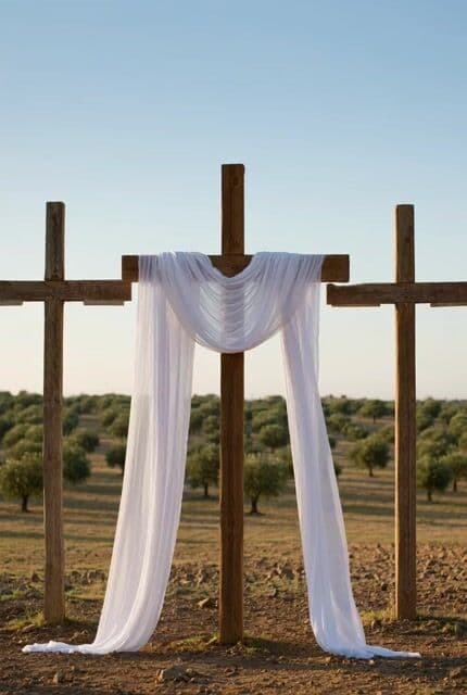 Grok Imagine prompt: Three crosses at Gethsemane — cover