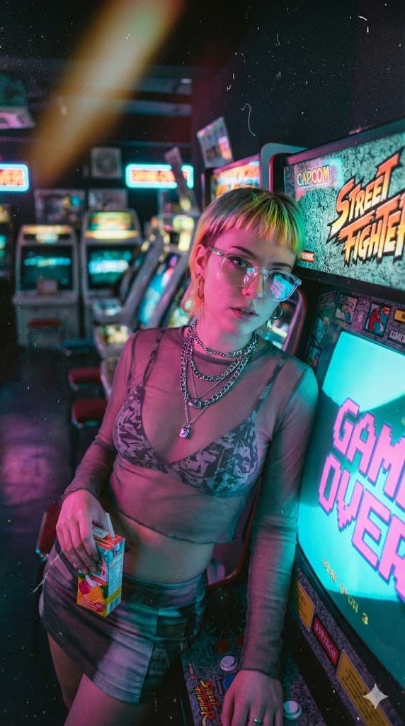 Retro-Futuristic Arcade Photography Portrait — output