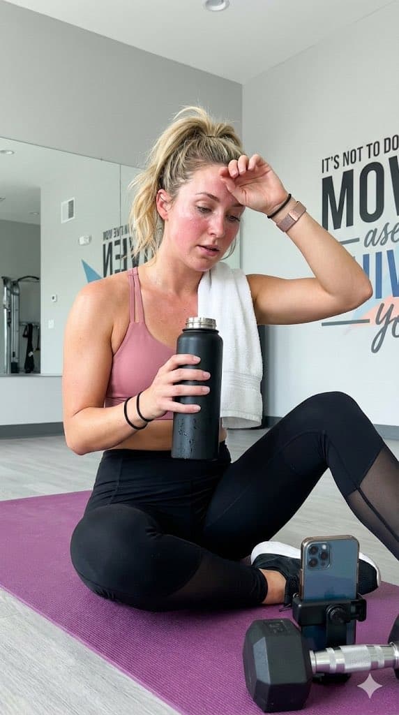 Gym selfie portrait of woman on yoga mat for Nano Banana Pro — output