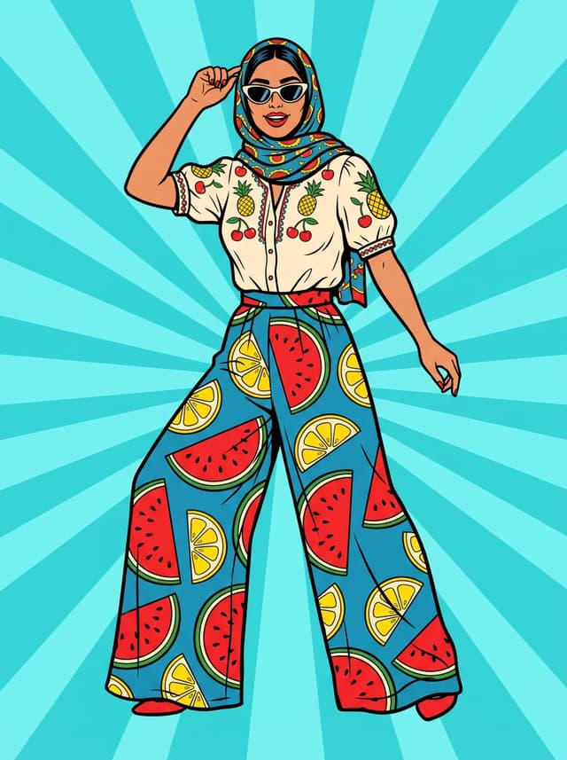 Social Media Post - Pop Art Summer Fruit Fashion Illustration — output