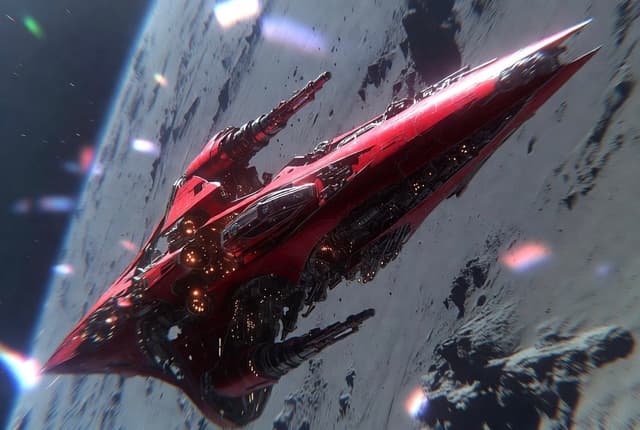 Crimson Cosmic Warship Descent Video — cover