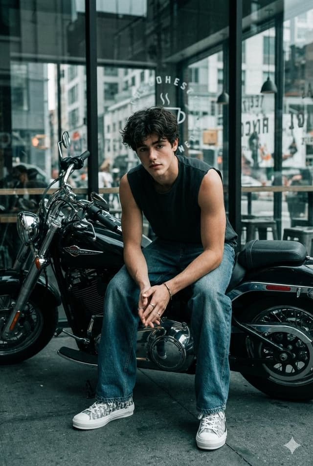 Cinematic Biker Portrait with Edgy Street Style — output