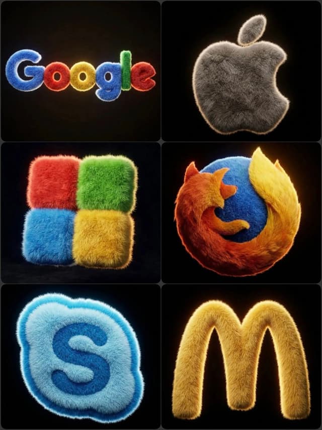 Hyper-realistic 3D fluffy logo transformation — output