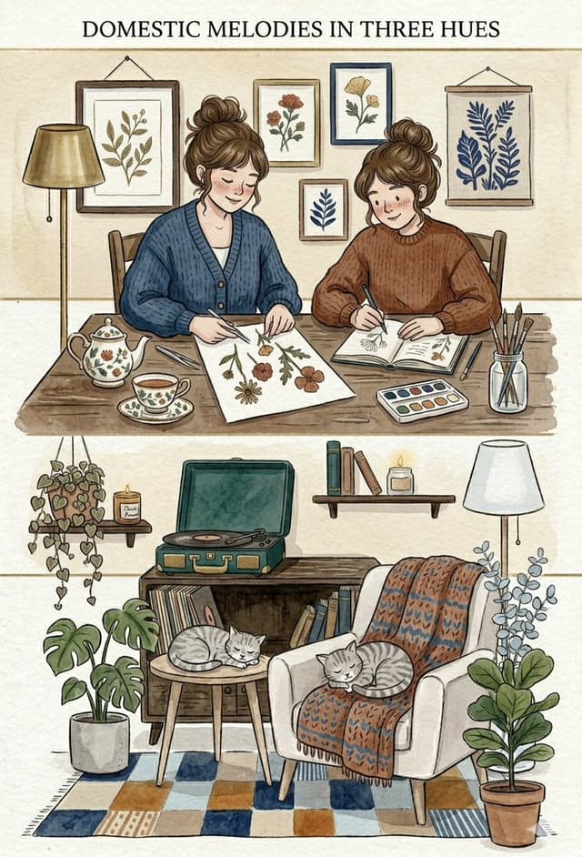 Comic / Storyboard - Domestic Melodies Watercolor Illustration — output