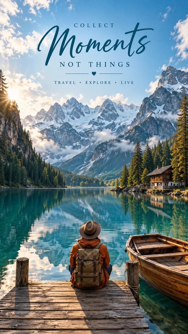 Product Marketing - Alpine Lake Editorial Travel Poster — output