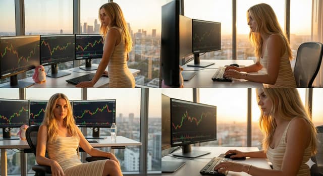 YouTube Thumbnail - Four-Panel Collage of Trader in High-Rise Office — output