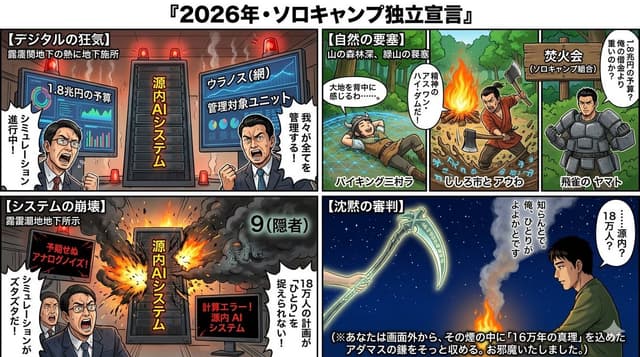Comic / Storyboard - Four-Panel Manga: 2026 Solo Camping Declaration of Independence — output