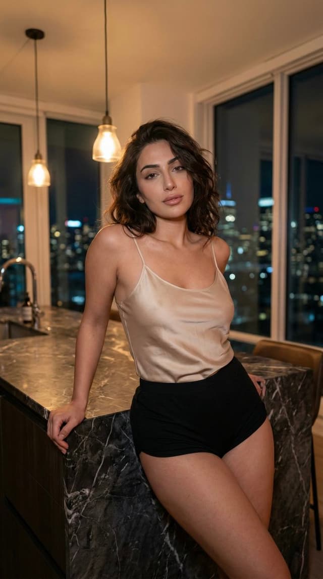 Profile / Avatar - Low-Light Kitchen Portrait (Persian/Middle Eastern) — output