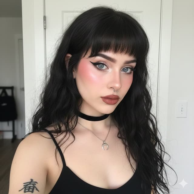 E-Girl/Soft Goth Selfie Portrait JSON Prompt — output