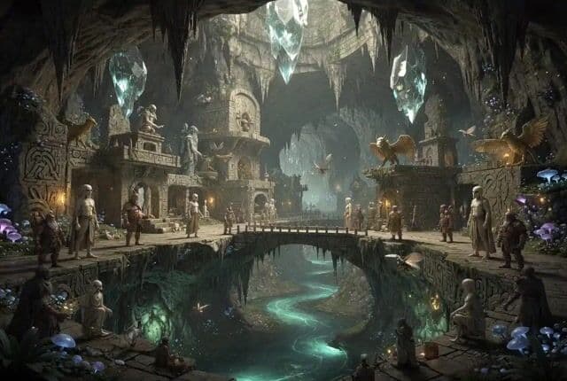 Grok Imagine prompt: Subterranean advanced civilizations — cover