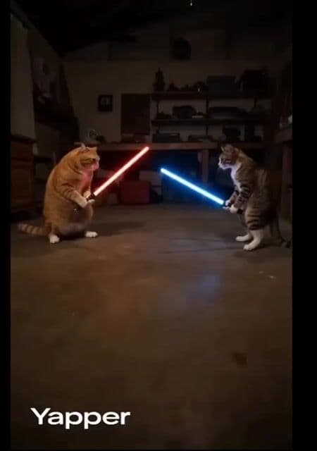 Domestic Cats Lightsaber Duel in Living Room — cover