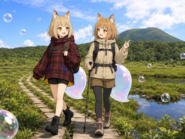Comic / Storyboard - Fox Girls Hiking With Bubble Tails — output
