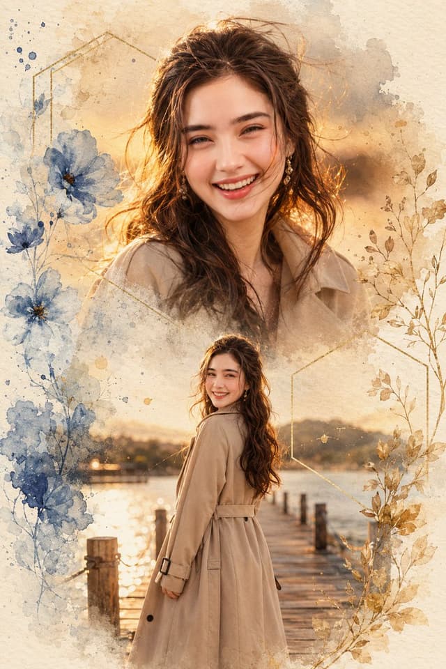 Social Media Post - Dreamy Watercolor Portrait Collage — output