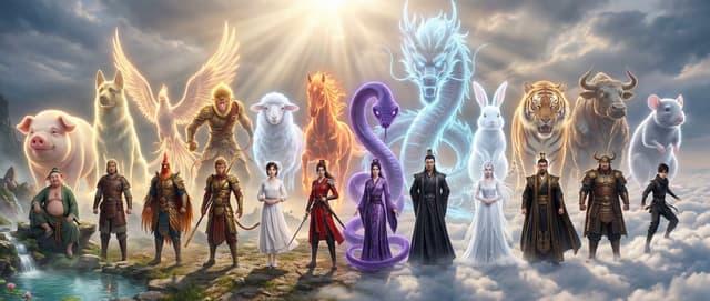 Epic Chinese Fantasy Zodiac Deities Prompt (12 Characters) — output