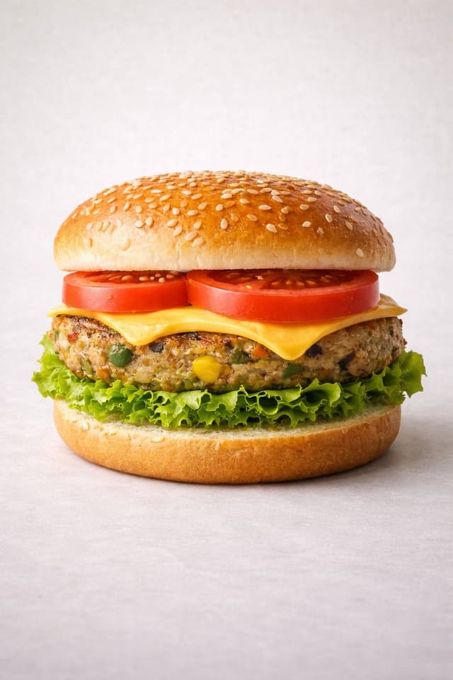 Infographic / Edu Visual - Ultra-realistic Commercial Veg Burger Photography and Exploded View — output