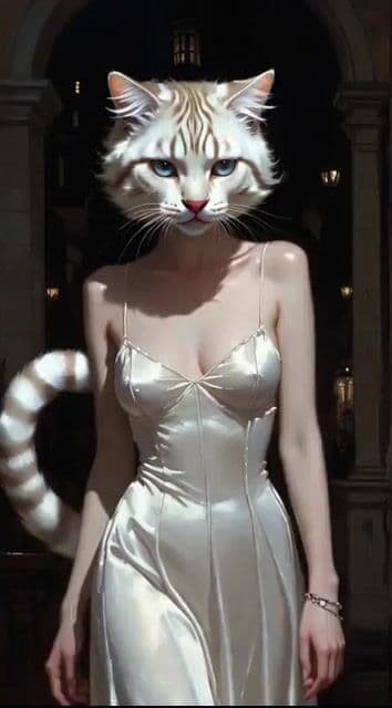 Beautiful Cat-Like Woman in Town Square — cover