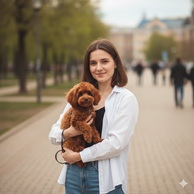 Urban Lifestyle Portrait with Dog Prompt — output