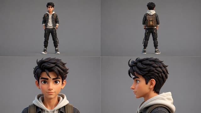 Comic / Storyboard - Boy in Pajamas 3D Character Sheet — output