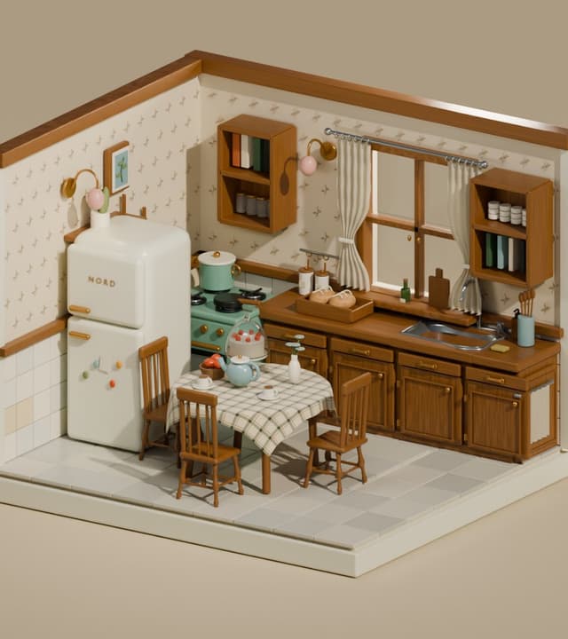 Game Asset - Isometric Miniature American Kitchen — output